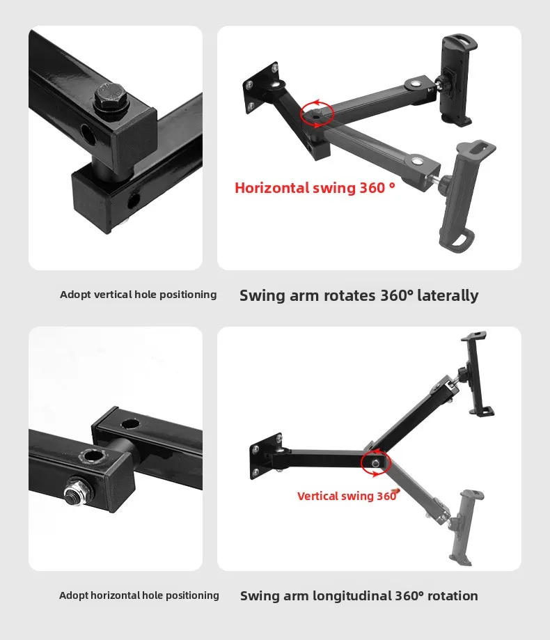 Universelle Wandhalterung mit Klappbarem Arm für Handy, Tablet, iPad, 4-13 Zoll Verstellbarer Metallhalter – Detail 4
