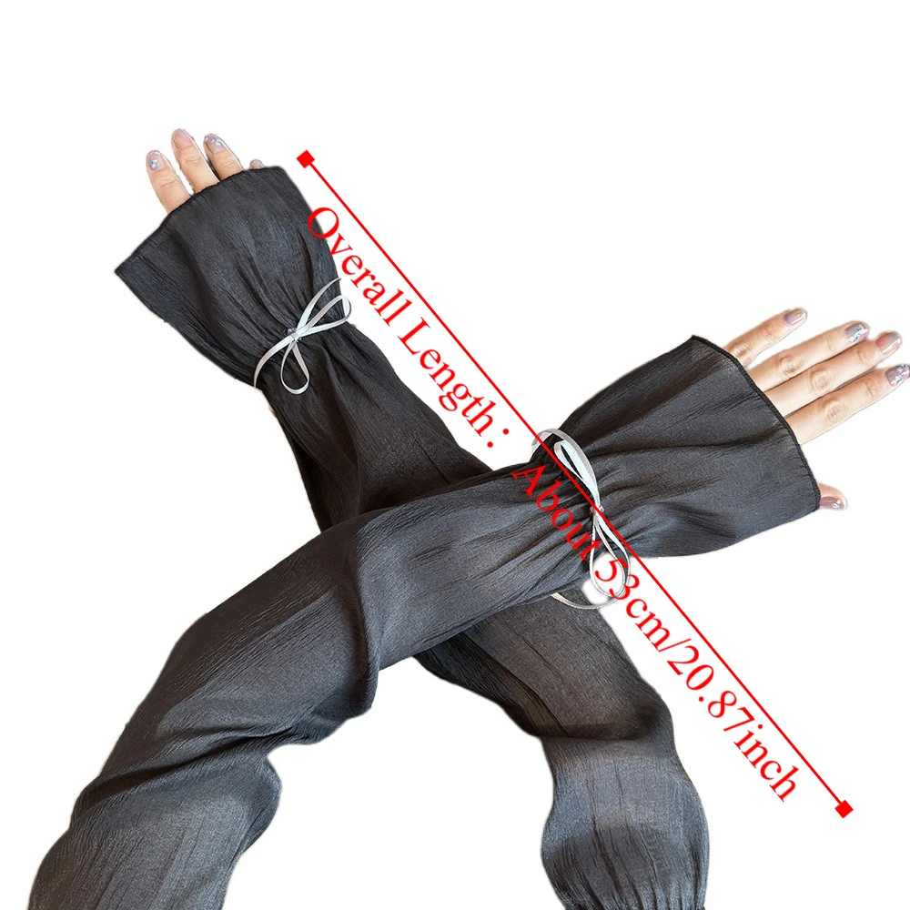 2 pz/set Protezione Solare Arco Maniche di Garza Sottile Poliestere Traspirante Maniche Lunghe del Braccio Nastro di Seta Dolce Filato Braccio Protezione Solare Coperture