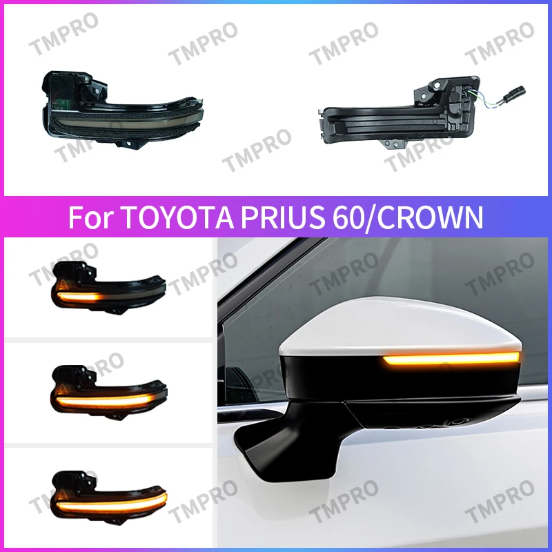 Dynamic Blue White Daylight Welcome Light 2PCS for Toyota Crown Prius 60 Side Rearview Mirror Turn Signal Blinker