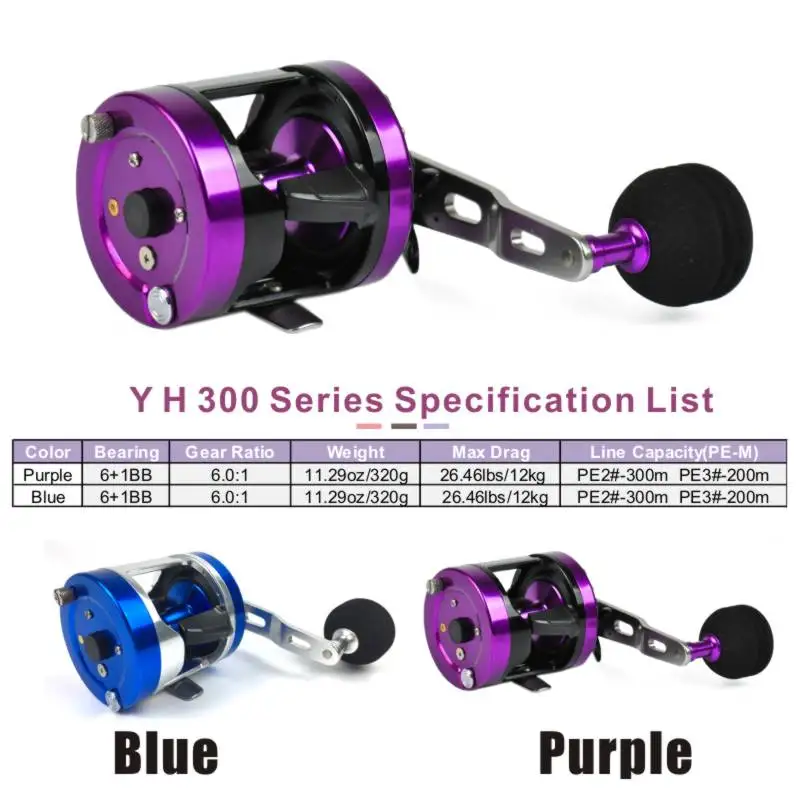 ORJD 3000Series Right Hand Trolling Fishing Reel Round Baitcasting Drum Reel Ultralight Max Drag 12kg Saltwater Fishing Wheels