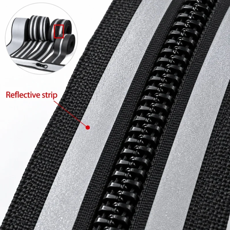 1-10M 3# 5# Reflective Nylon Coil Zipper Backpack Main Compartment Zip Outdoor Pouch Closure Bike Gear Bag Fastener DIY Sewing