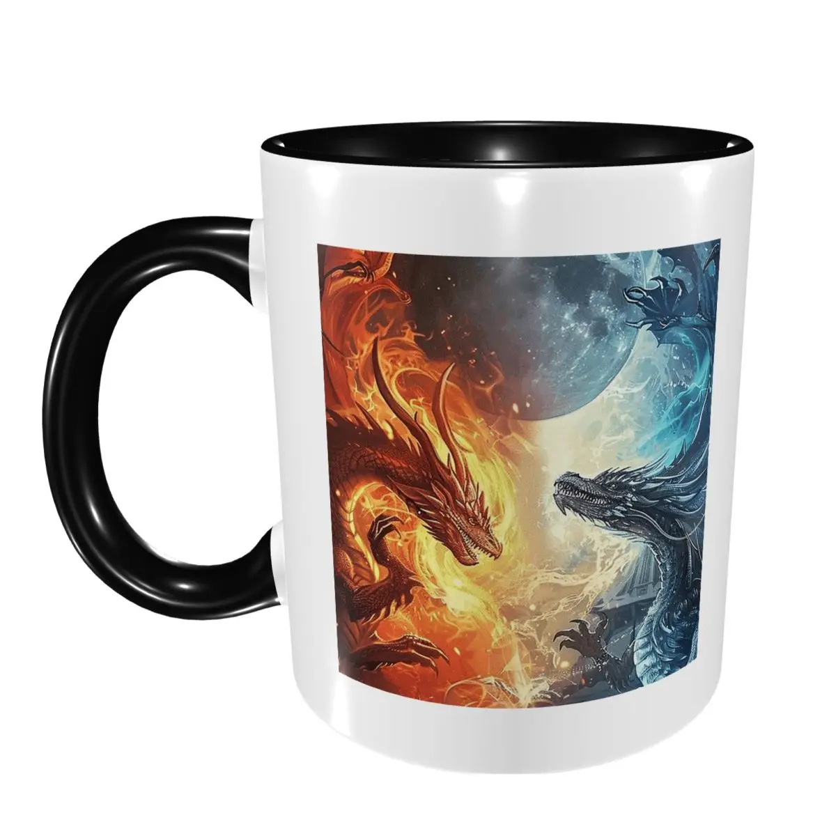 Red Fire Dragon Mug Funny Ceramic Coffee Cups Tea Mugs Milk Cup Drinkware Gifts for Woman Man
