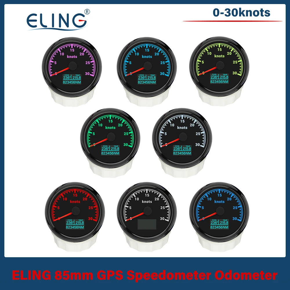 

Спидометр ELING 85 мм с GPS, 0-60 узлов/ч, 0-120 км/ч, 0-160 миль/ч, одометр с 7-цветной подсветкой, 12В/24В для автомобилей, тракторов, фургонов, судов