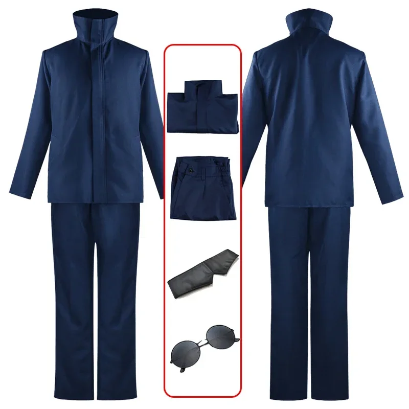 애니메이션 고조 사토루 코스프레 코스튬, 주술 가이센 고조 사토루 코스프레 유니폼, 가발 안경 세트, 남성용 할로윈 의상