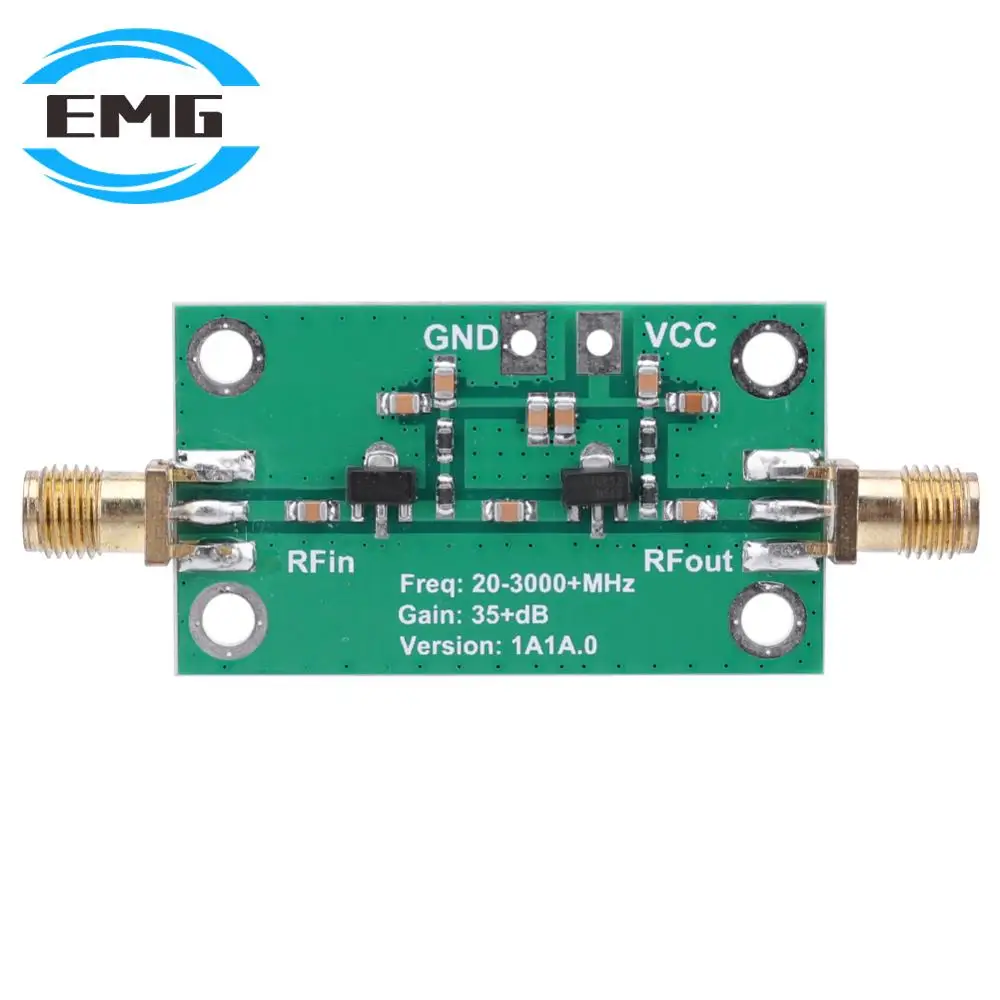 منخفضة الضوضاء الترددات اللاسلكية واسعة النطاق مكبر للصوت مجلس LNA 5-3500MHz 35dB كسب النطاق العريض RF مكبر صوت أحادي كسب النطاق العريض وحدة تيار مستمر 3.3-6 فولت