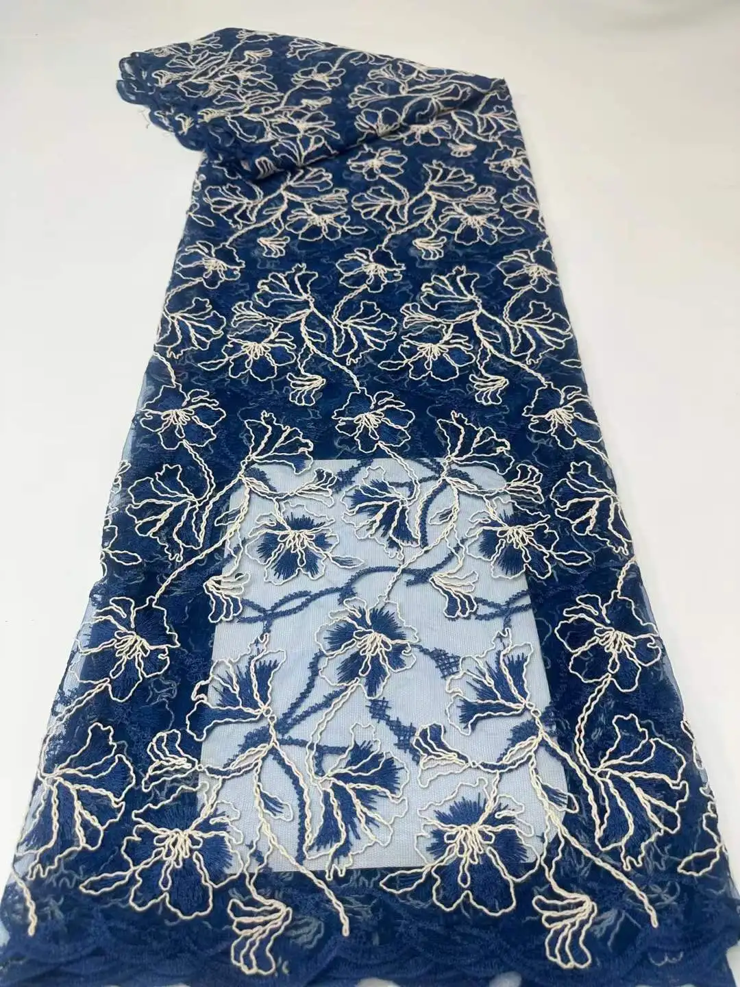 

High Quality African ROYAL blue Lace Fabric 2026 French Tulle Embroidery Nigeria Wedding Dress Material for Women
