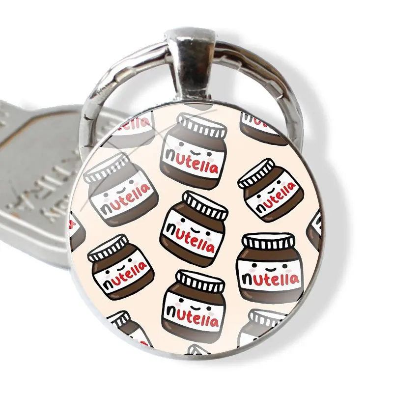 Nutella Keychain Glass Cabochon Metal Pendant Classic Men's Women's Keyring