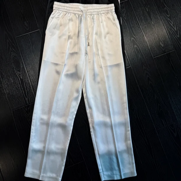 

Летние легкие повседневные брюки для мужчин: спортивные прямые брюки из ацетатного лиоцелла, гладкие, струящиеся, тонкие, модные, длинные