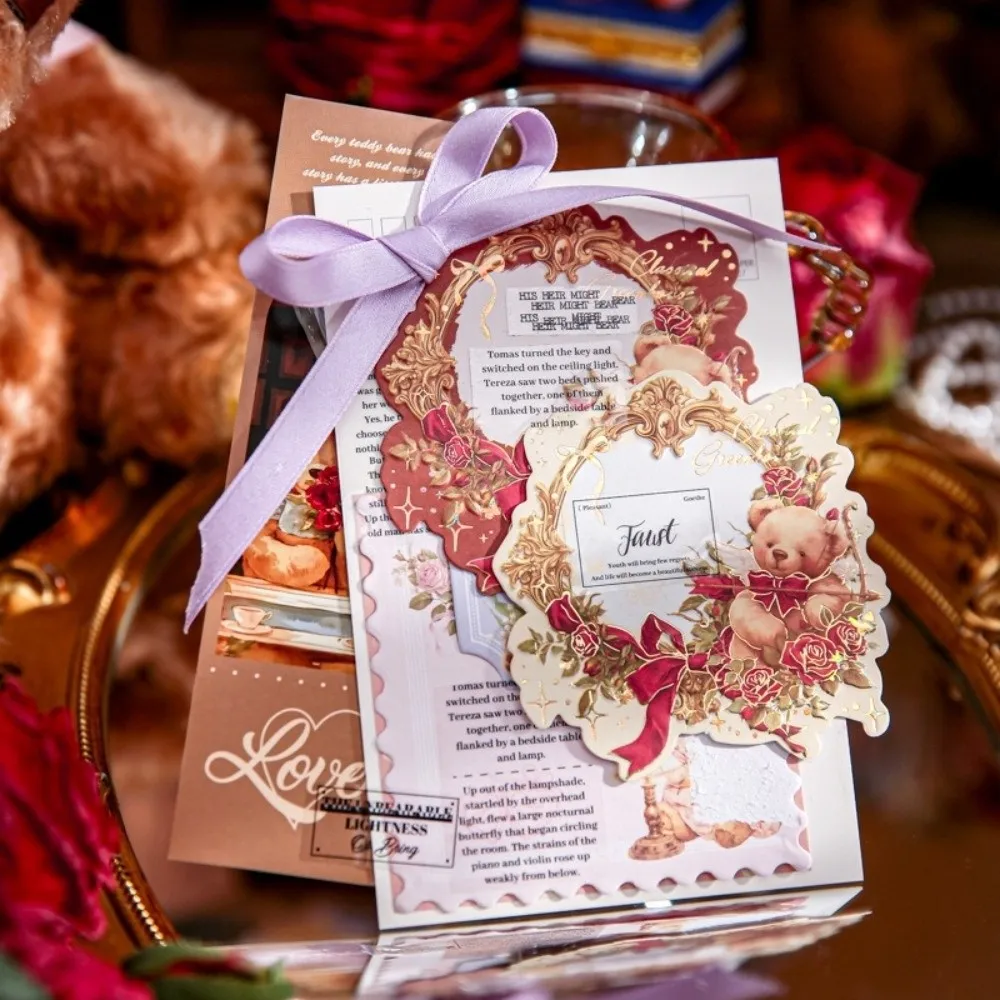 

45 Sheets Portable Stationery Notepad Hot Stamping Embossed Guestbook Little Bear Series Theme Memo Book