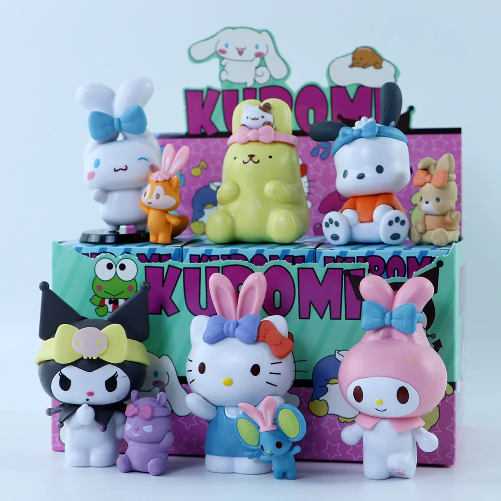 Caja ciega Kawaii Sanrio HelloKitty Kuromi Cinnamoroll My Melody Purin Warm Series, figuras, caja ciega, juguete para fanáticos, regalo