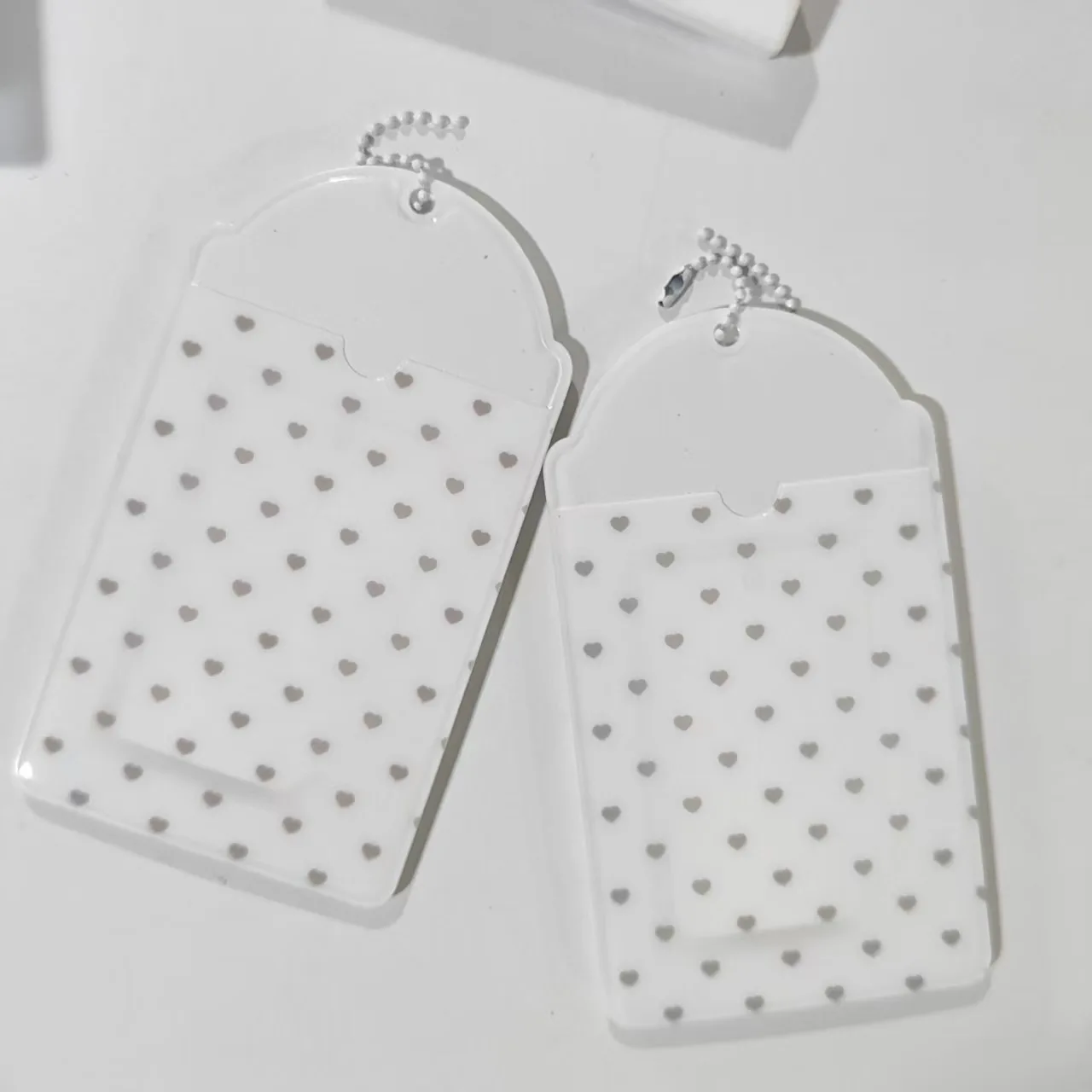 2pcs Cute Emoji Text Card Holder Heart Polka Dot Simple Student 3 Inch Kpop Photocard Case Pendant image 4