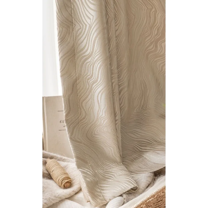 High-end French Light Luxury Beige Gold Coast Jacquard European Blackout Curtains Living Room Bedroom Balcony Curtains