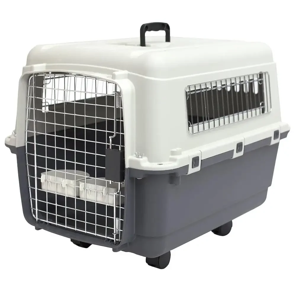 Plastic Dog IATA Airline Approved Kennel Carrier Medium Size Durable Construction Metal Hardware Locks Chew Resistant Accident