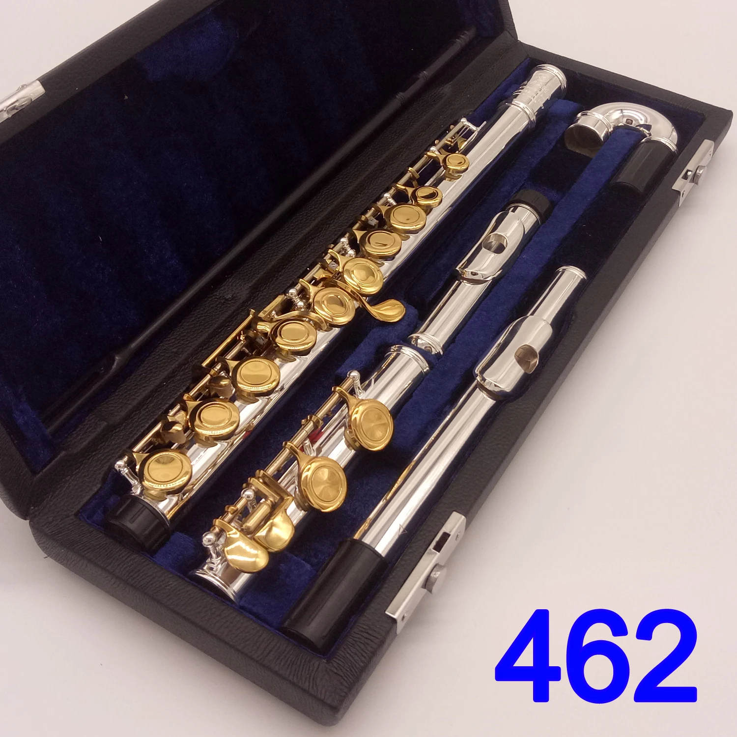 MFC Professional Flute 462 Silver Plated Flute Gold Key Instrument Intermediate Student Curved Headjoint Flutes 16 Hole Close