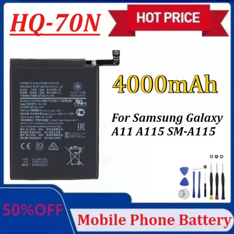

Upgraded HQ-70N 4000mAh Replacement Battery for Samsung Galaxy A11 A115 SM-A115 Mobile Phone High-Capacity Batteries