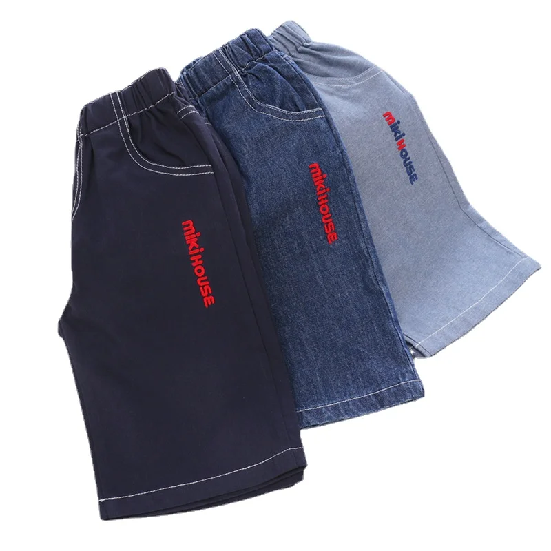 Summer New Japanese and Korean Children\'s Pants Solid Letter  Embroidered Shorts Capris Boys Clothes Roupa Infantil Pra Menino