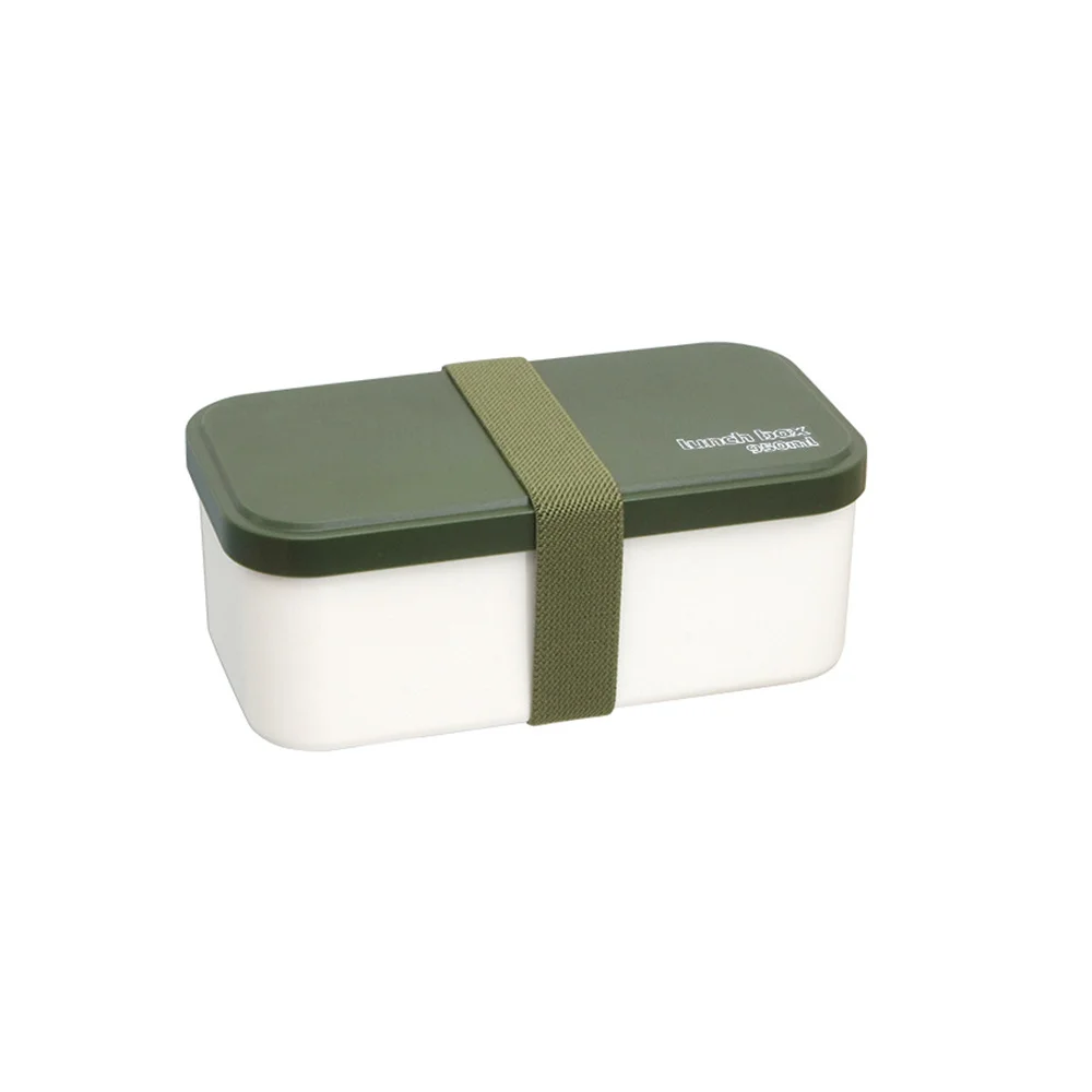 950ML Lunch Box For Adults School Office Plastic Microwave 2 grids Storage Portable Single-layer Strap Bento Box With Tableware
