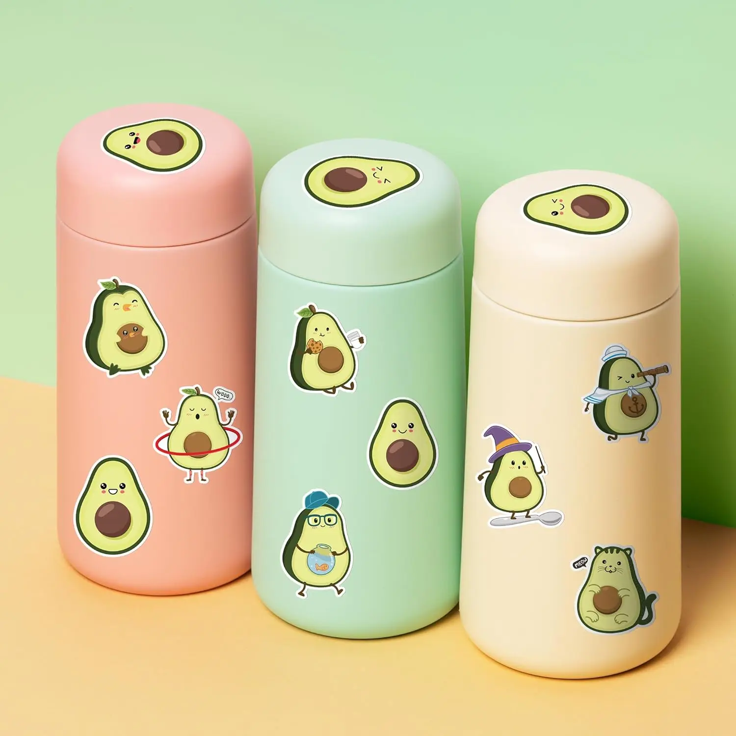 500pcs/roll Avocado Shape Stickers (2Rolls) Water Bottle Decor Packaging Scrapbook Stickers Party Gift Fillers Classroom Rewards