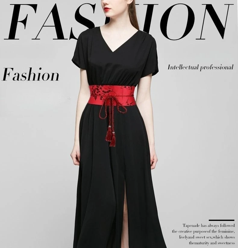 Women Fabric Tie Waist Belt, Wide Wrap Sash, Simple Decorative Waistband, Versatile for Dress, Blouse and Hanfu Outfits