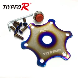 TIYPEOR Aluminum Alloy Steering Wheel Center Ring Horn Aluminum Cover Racing Car Drift Accessories Steering Wheel hexagonal blue