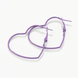 Love Heart Hoop Earrings Peach Heart Geometric Earrings Fashion Purple Personality Earring For Woman Gift Simple Pop Jewelry