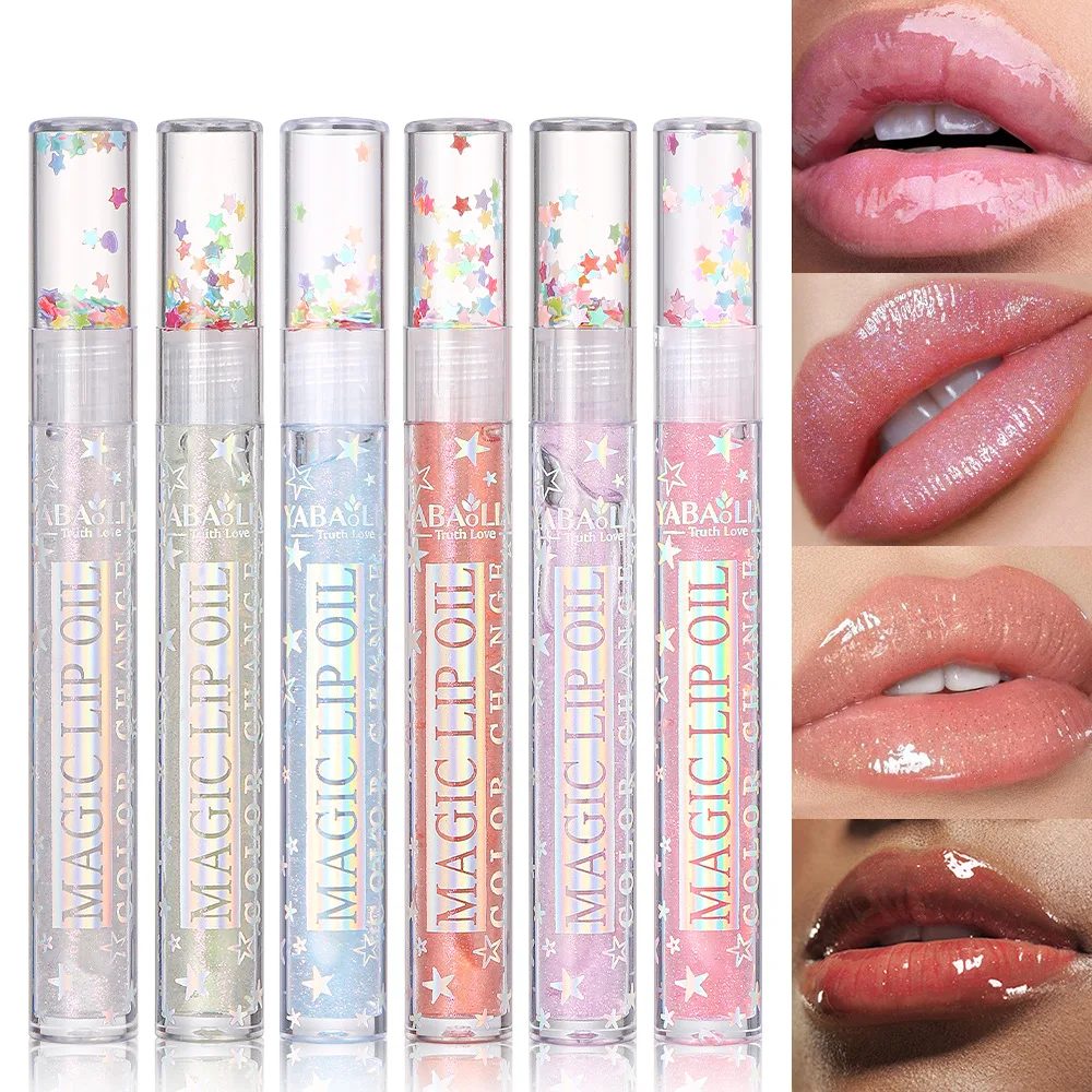 YABAOLIAN 6 colori lucidalabbra idratante idratante Magic Lip Oil Waterproof Fashion Brighten Lip Color Lasting Lip Glaze Cosmetics