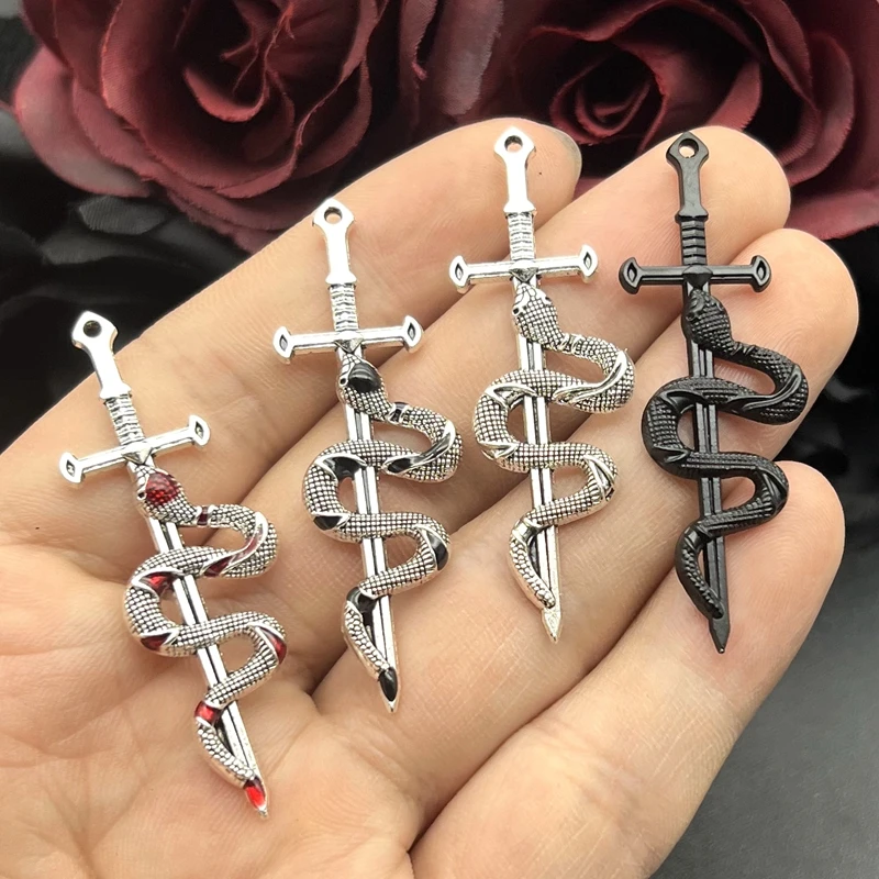 5pcs 54*17mm New Alloy Charm Snake Sword Charms Pendant Designer Charms For Jewelry Making DIY Jewelry Findings