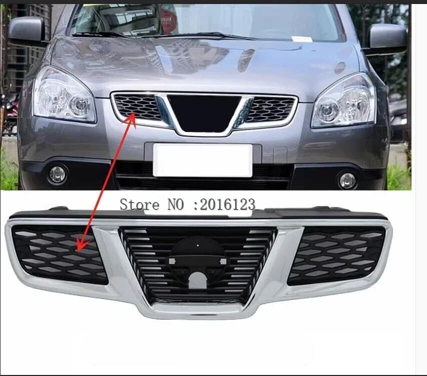 2008 -2013  For Nissan Qashqai J10 mesh grille  Front Grille Trim Racing Grills Trim  Front Bumper Racing Grill Year