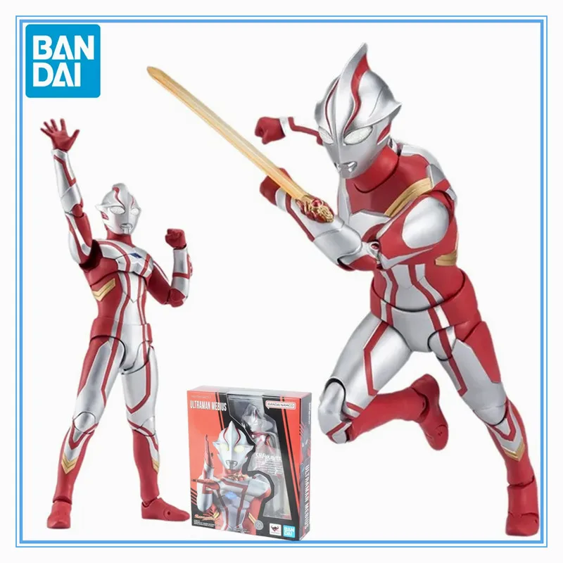 Original Genuine Bandai Anime Ultraman Mebius S.H.Figuarts Joints Movable Model Toys Action Figure Gifts Collectible Ornaments