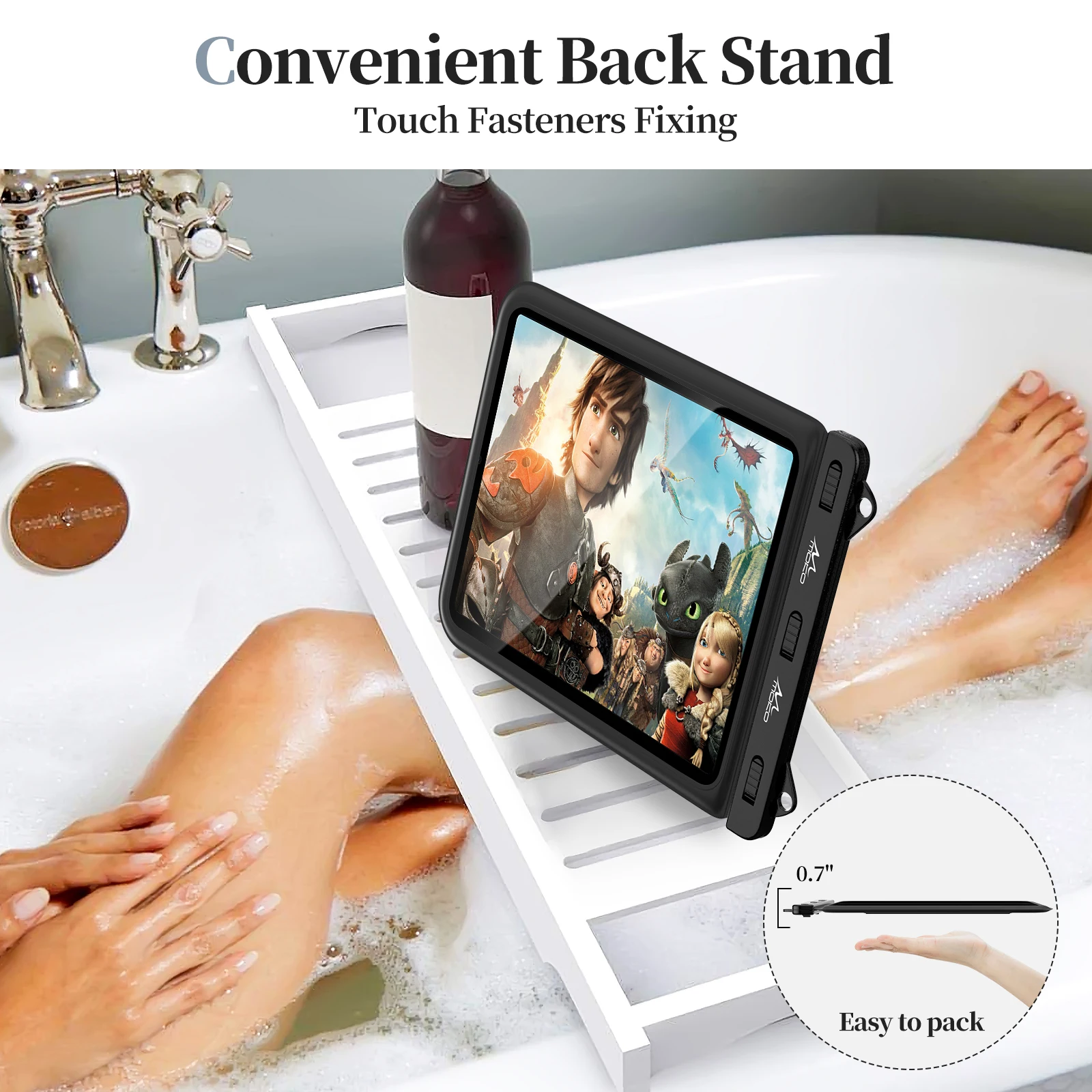 Waterproof Tablet Case for iPad 10th, iPad Pro 11 2022, iPad Air 5/4/3/2 Stand Holder Dry Bag for Bathroom Kitchen Stand Pouch