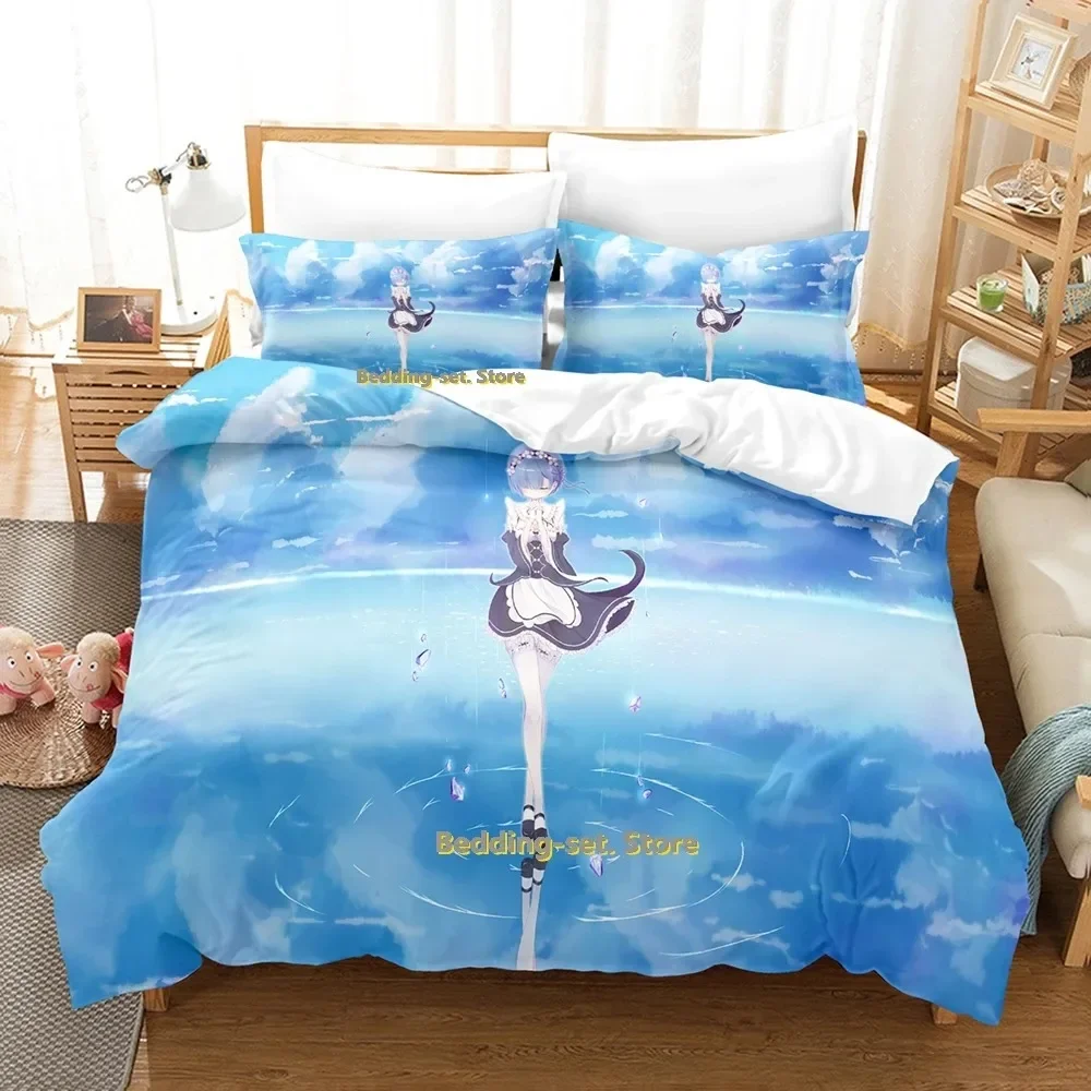 

2024 ReZERO -Starting Life in Another World Bedding Set Single Twin Full Queen King Size Bed Set Adult Bedroom Duvetcover Sets