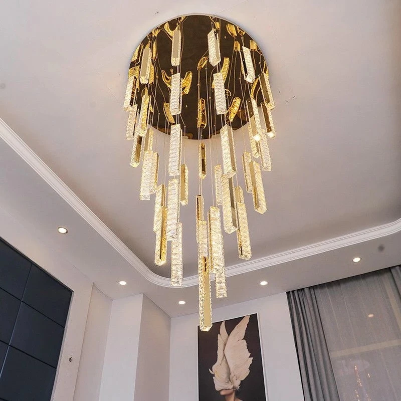 Postmoderne Stairled Led Lange Kroonluchter Kristal Hanglamp Trap Rduplex Building Verlichting Villa Luxe Woonkamer Lamp