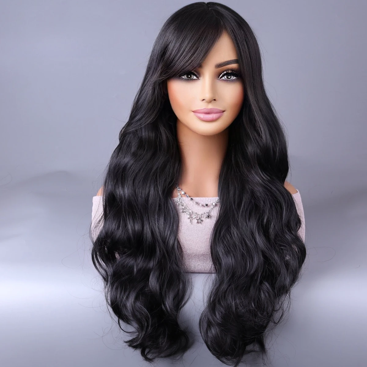 

fashion big waves long bangs long curly hair women's headgear Wigs