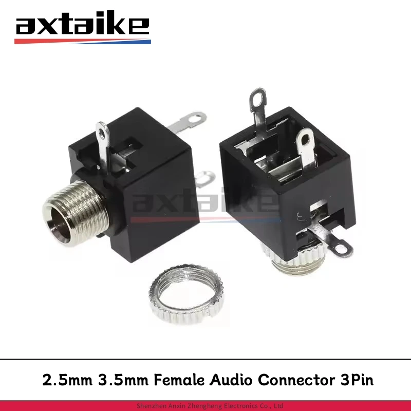 

10PCS 2.5mm 3.5mm Female Audio Connector 3Pin DIP Headphone Jack Socket Mono Channel PJ-301M PJ-201M PJ301 PJ201 Black 50mA 30V