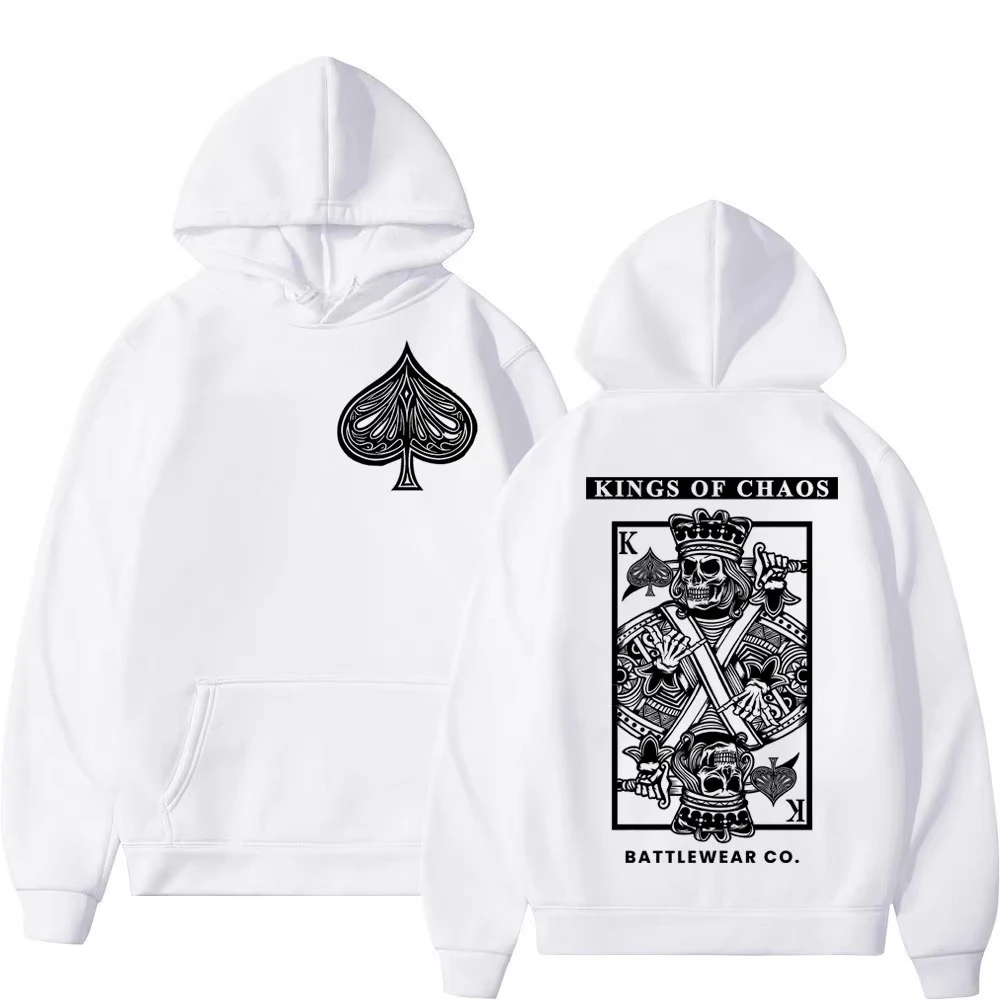 Kings of Chaos Battlewear Co Felpa con cappuccio grafica Abbigliamento maschile Felpe vintage gotiche Uomo Donna Moda casual Pullover larghi