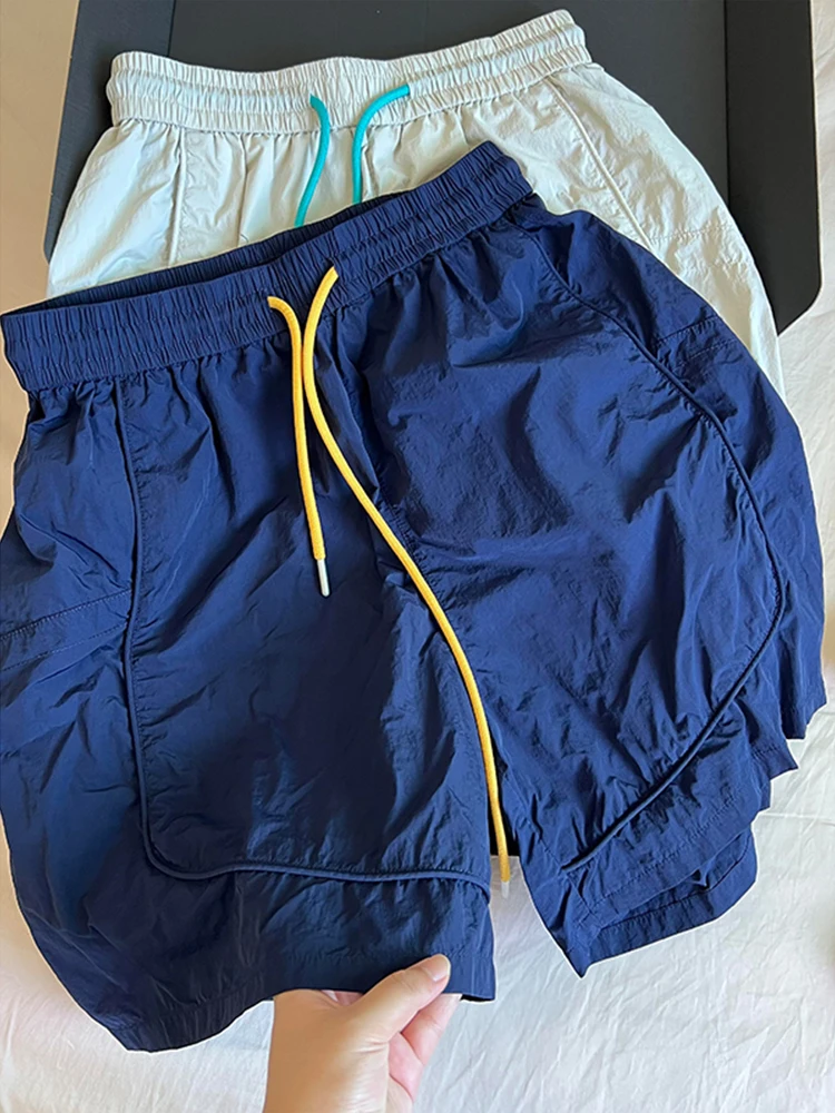 

Быстросохнущие шорты из ледяного шелка для мужчин и женщин, летние тонкие спортивные брюки для бега на открытом воздухе, велосипедные бриджи из ледяного шелка с охлаждающим эффектом