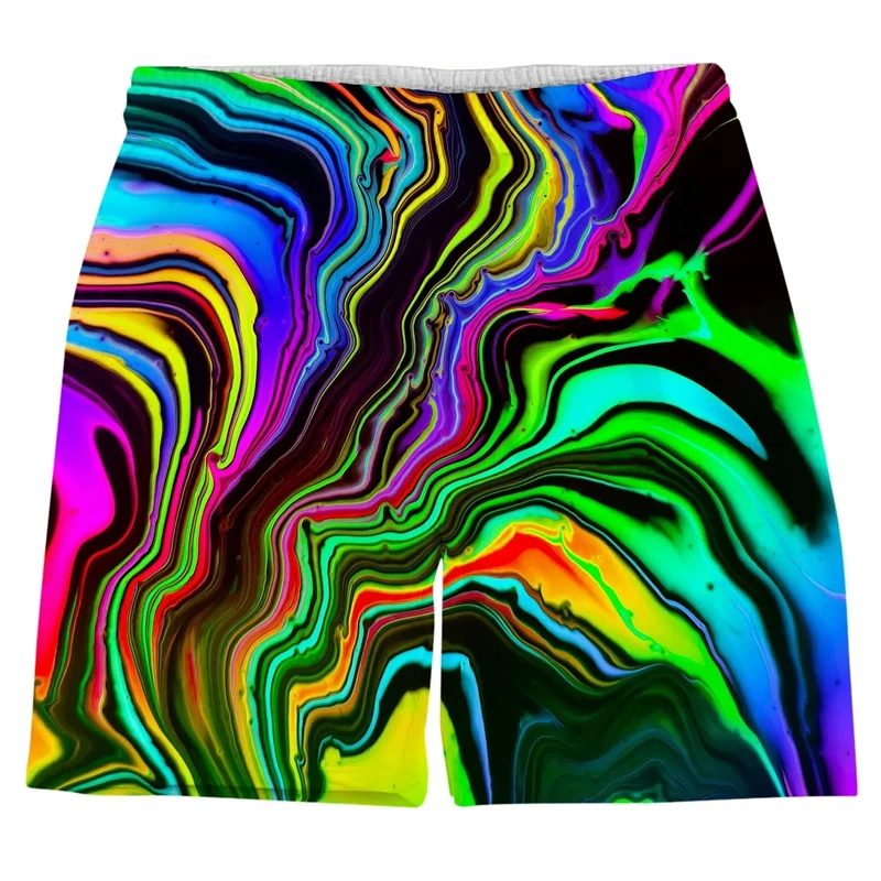 Graffiti colorido 3D impresso Surfing Shorts, Cool Beach Shorts, Hip Hop Swim Trunks para homens, Kids Travel Beach Shorts, Summer Street, Y2K