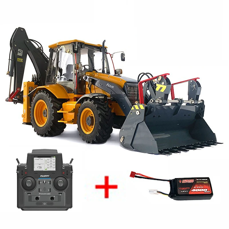 1/14 RC Hydraulic Backhoe Loader Model RTR Painted Edition Factory Mechanical Two Head Loader Model Toy