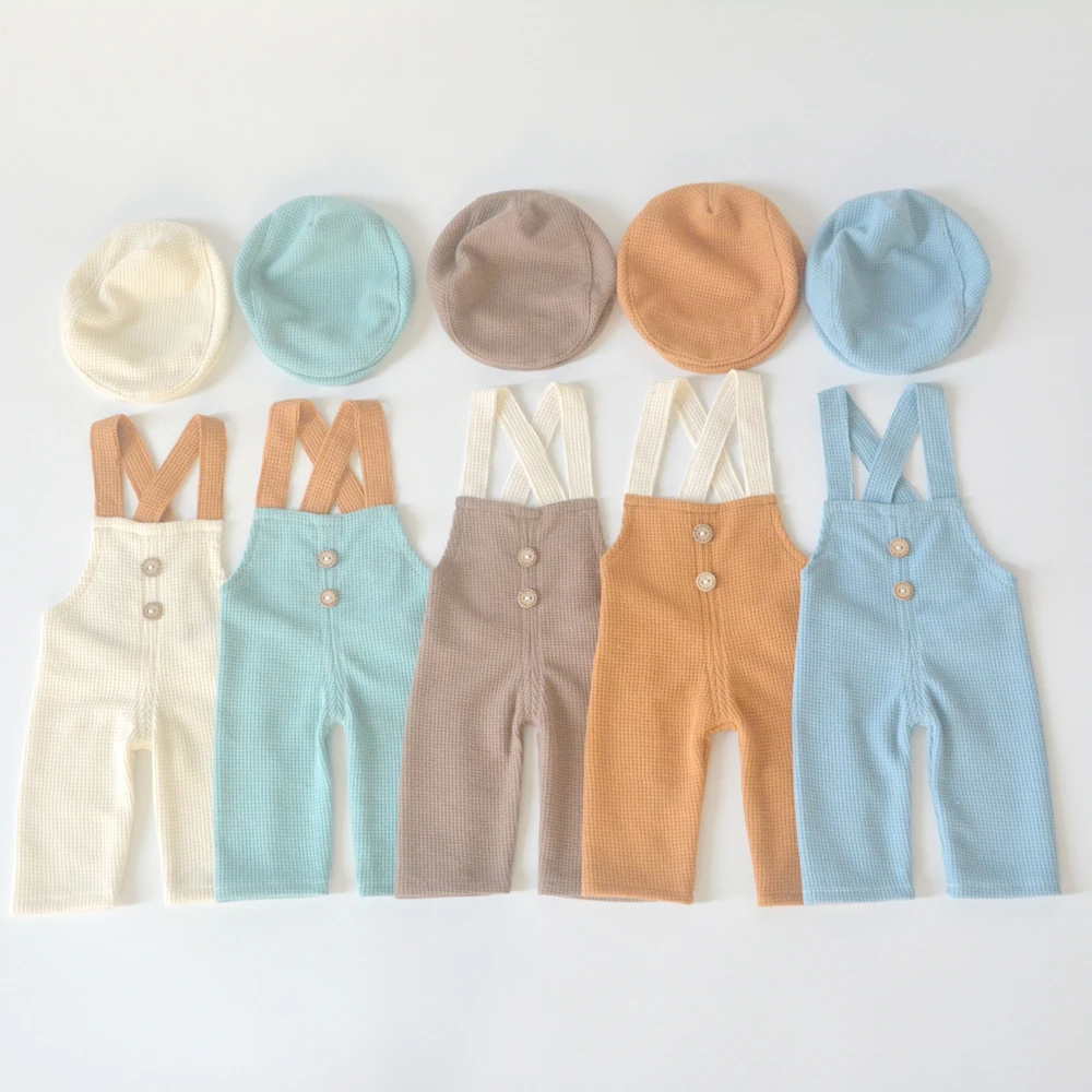 Newborn Boy Fabric Overall Baby Photoshoot Outfit Newborn Boy Clothes Baby Props for Photography Infant Shooting Accessories