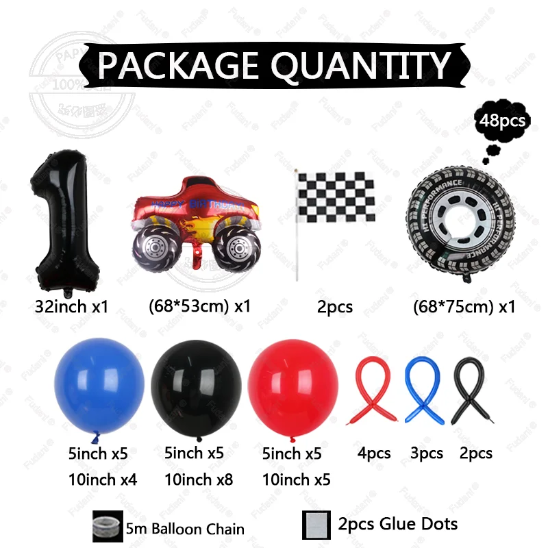 53PCS Racing Car Theme Balloon Column BOY Birthday Party Decoration Supplies 40inch Foil Number Baby Shower Helium Globos