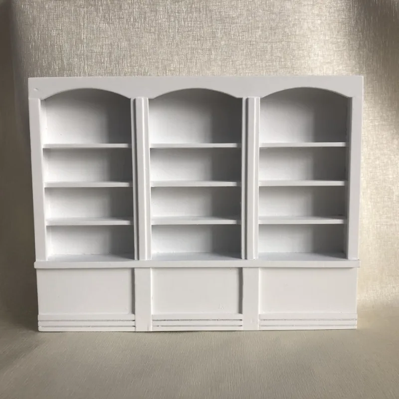

1:12 Miniature Dollhouse Toys Model Compact Bookshelf Display Cabinet Three-door European-style Bookcase Doll House Accessories