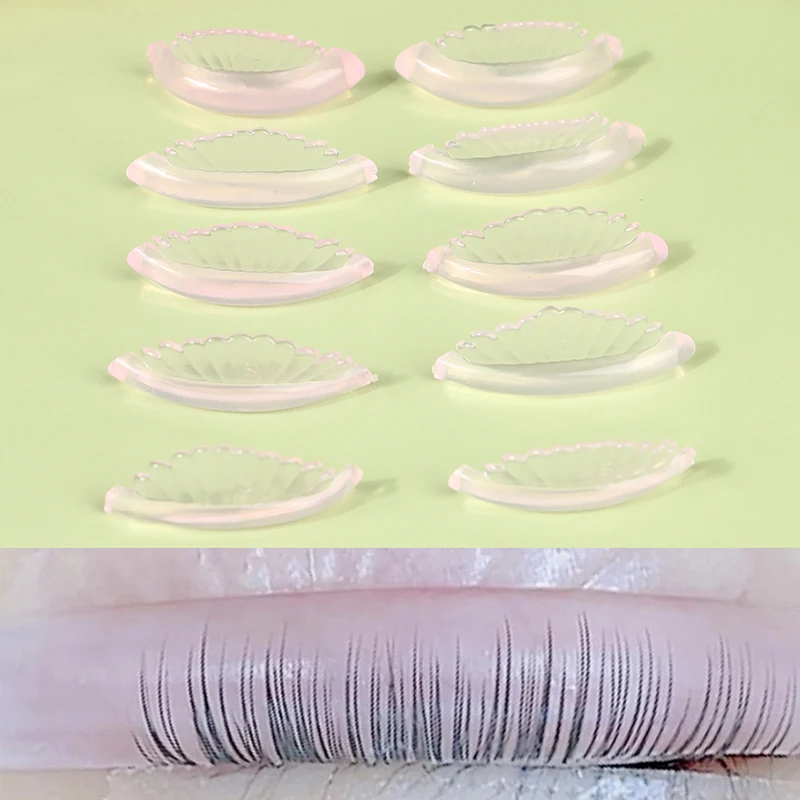 접착제 없는 실리콘 속눈썹 파마 패드, 끈끈한 속눈썹 로드 쉴드 리프팅, 3D 속눈썹 컬러 액세서리 어플리케이터 도구, 5 쌍 