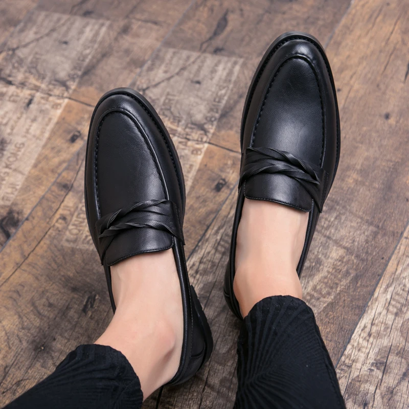 Men New Classic Lefu Shoes Black Brown One Step Outdoor Comfortable Driving Dress Shoes Lazy Fit Bean Shoes Size 38-44 Men Shoes