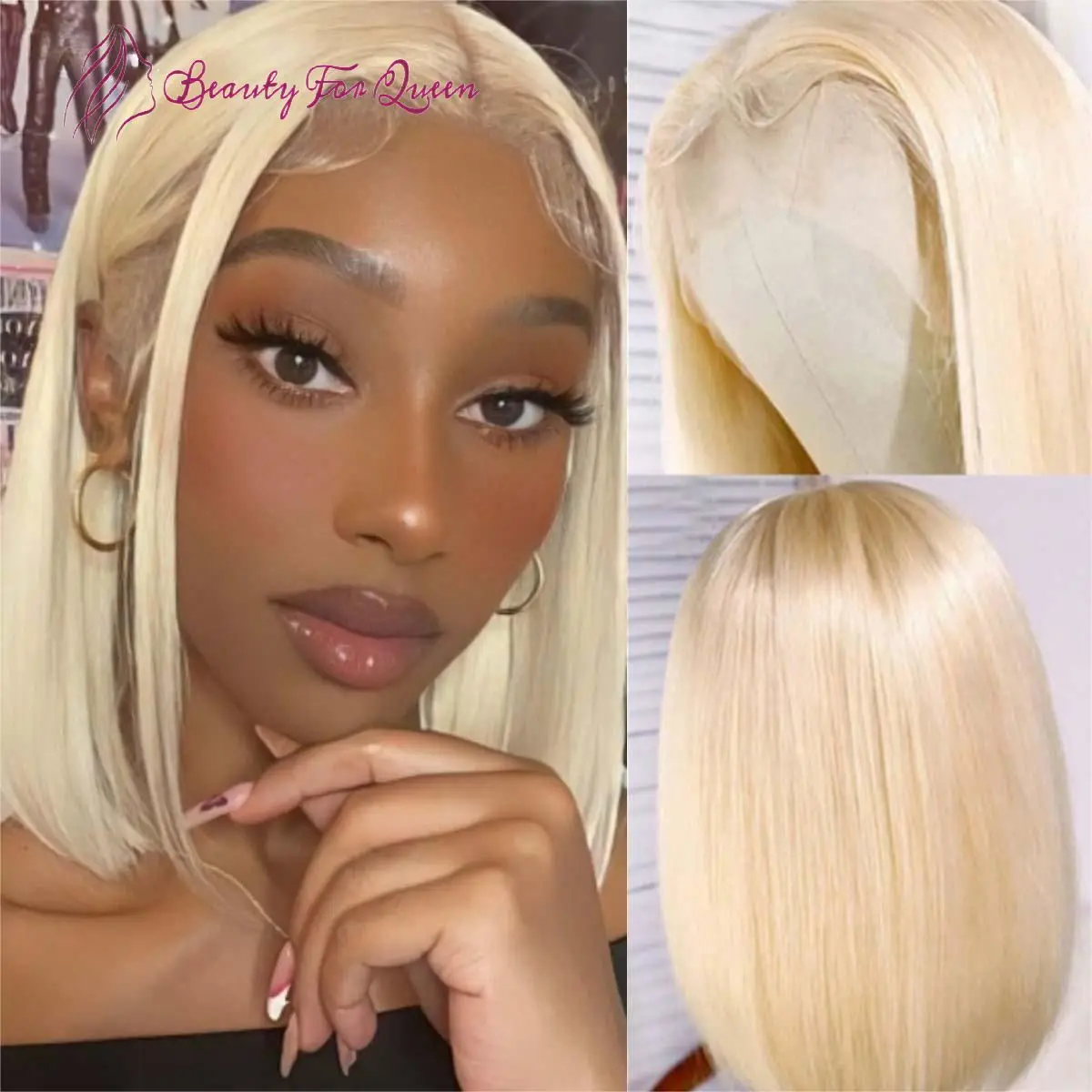 

High Quality 613 Straight Short Bob Brazilian Colored Human Hair Wig For Women 13x4 Transparent Lace Frontal Wigs Pre Plucked