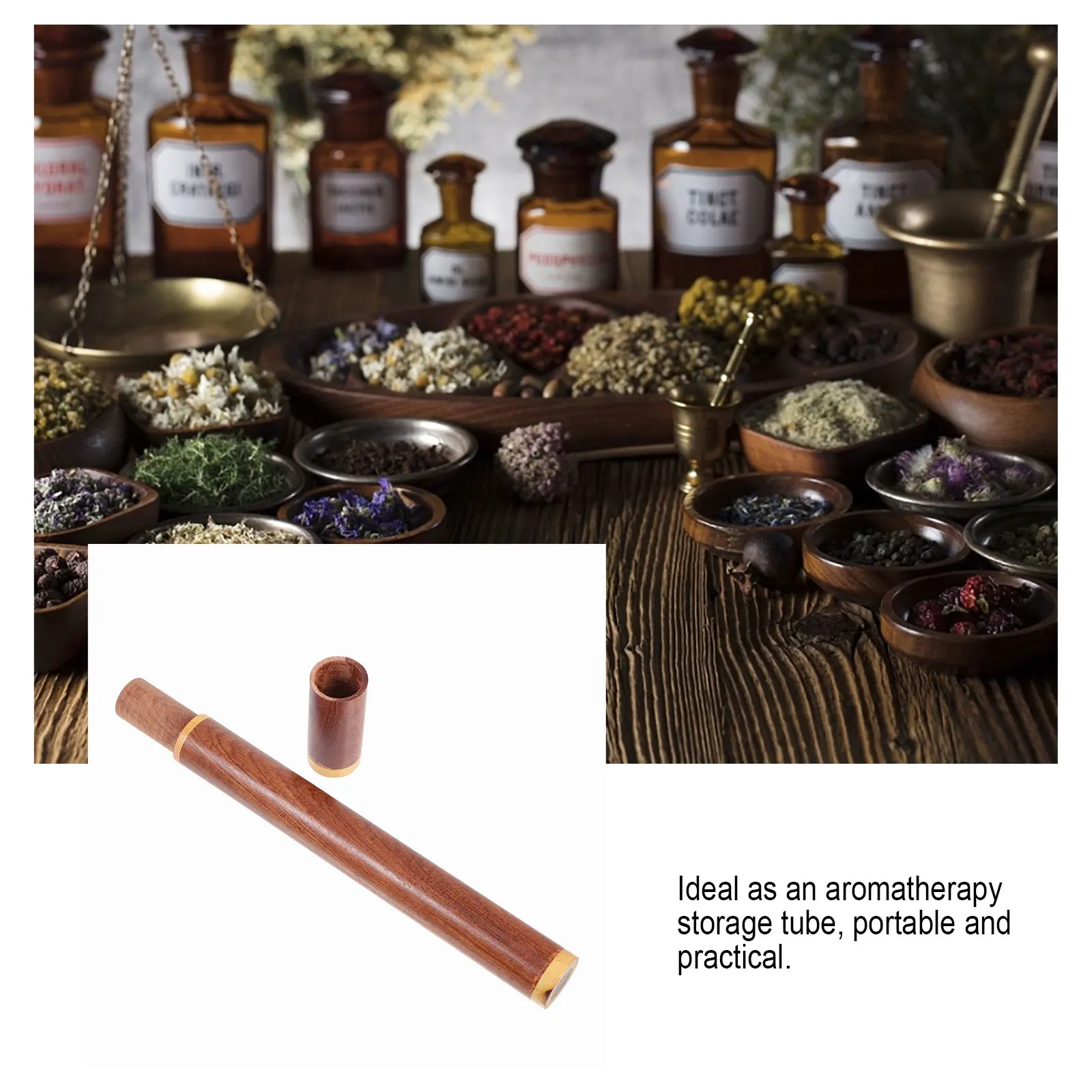 

1pc Creative Stick Tube Brown Wooden Storage Container For Home Decor Smooth Rosewood Incense Holder Incense Barrel
