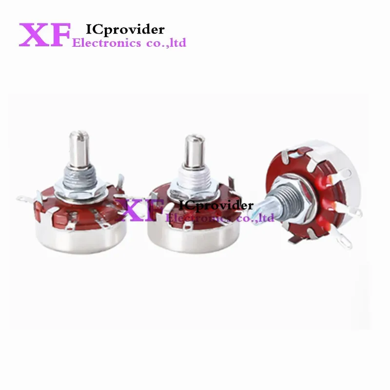 5PCS WTH118 2W 1A Potentiometer 1K 2.2K 4.7K 10K 22K 47K 100K 470K 1M WTH118-2W Round Shaft Carbon Rotary Taper Potentiometer