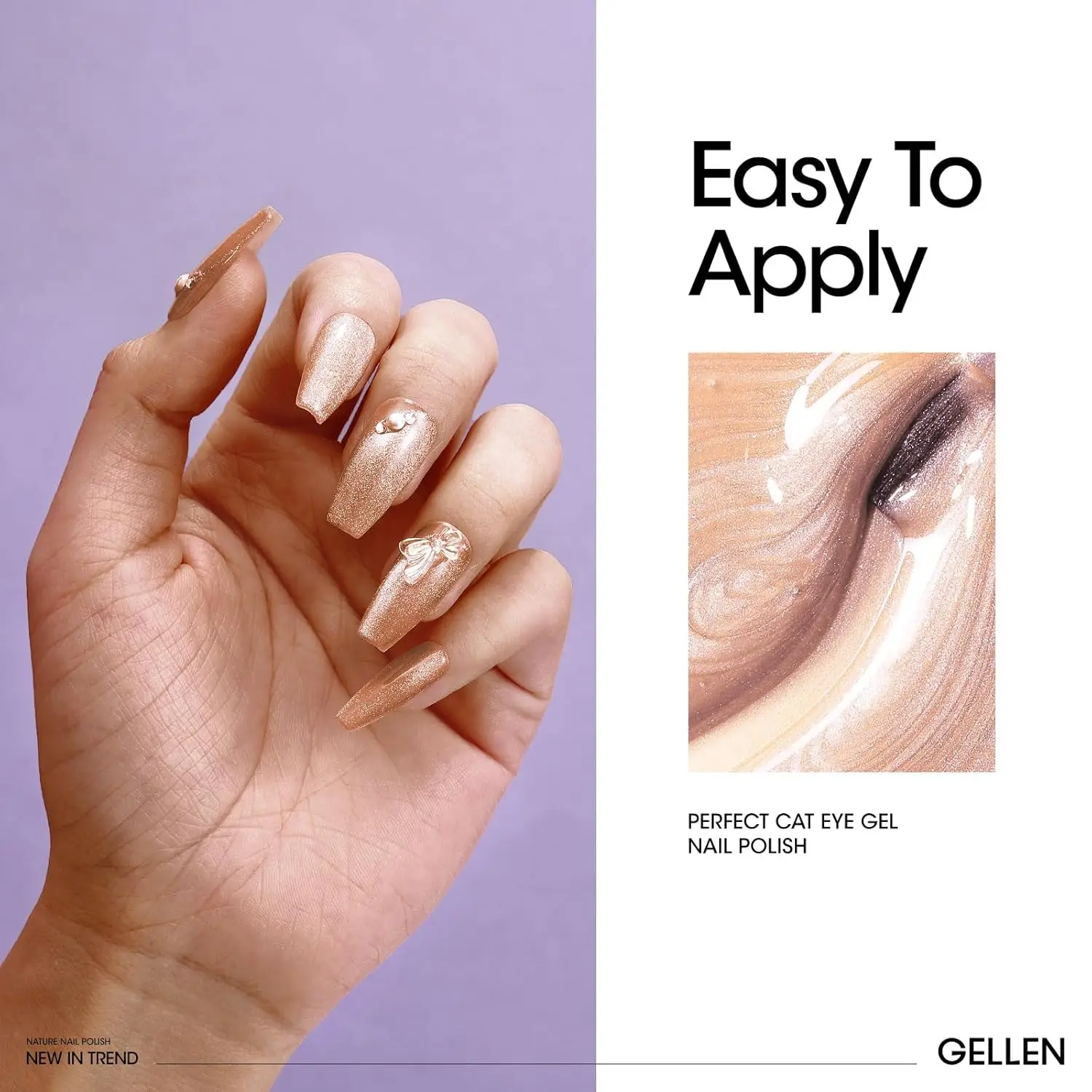 GELLEN Nagel-Gel-Nagellack, 10 ml, glitzernde Katzenaugen-Magnet-Sets, rosa, braun, milchig weiß, 6 Stück, Soak Off, für Damen, Schönheit, Weihnachtsgeschenke