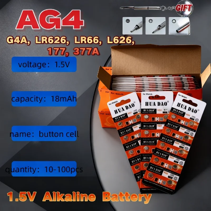 

10-100PCS AG4 LR626 1.55V Alkaline Watch Button Battery 377 SR626SW 377A CX66W For Toy Calculator Car Key Clock Button Cell