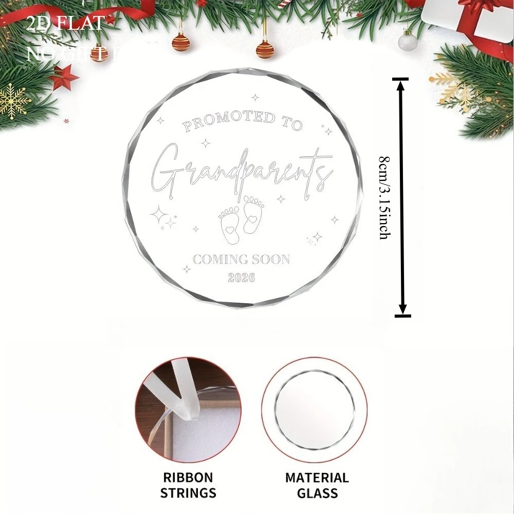 مسطح ثنائي الأبعاد، قطعة واحدة، زينة إعلان الجد المطورة لعام 2026 - ديكور مستدير للأطفال الحوامل مقاس 8 سم، هدية مثالية لعيد الميلاد #3
