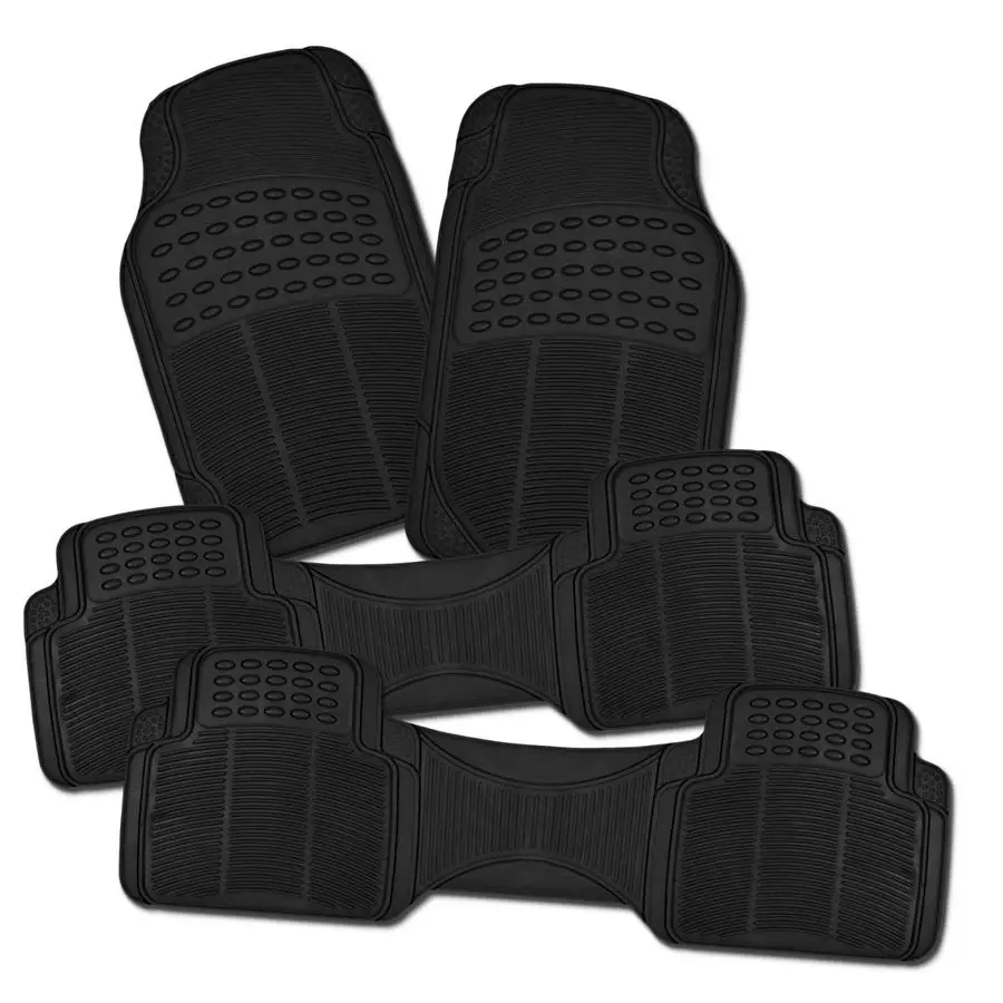 

All Weather Rubber Semi Pattern Car Interior Floor Mats 4Piece Set Black Heavy Duty Car Interior Floor Mats